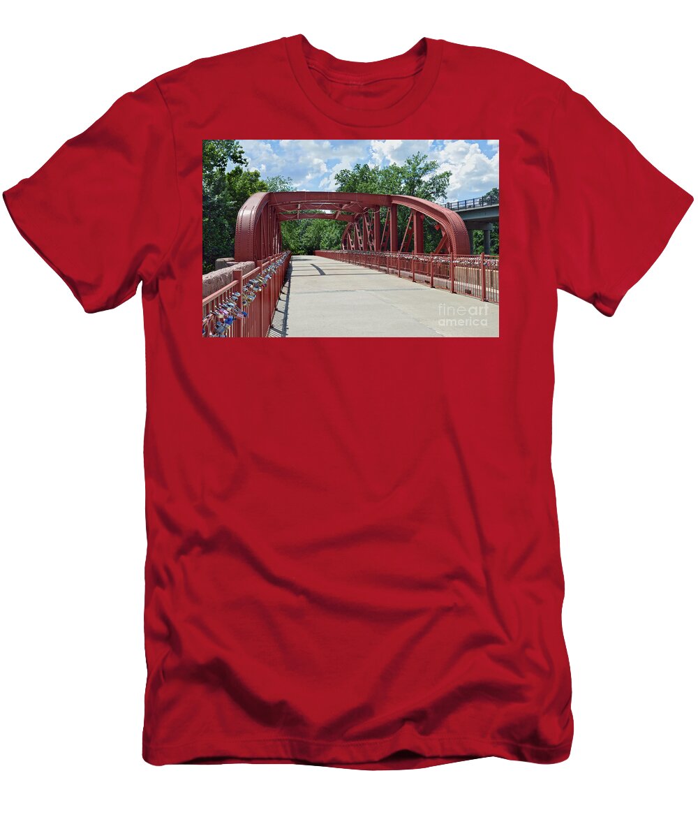 Old Red Bridge T-Shirt featuring the photograph Old Red Bridge, Kansas City, Missouri by Catherine Sherman