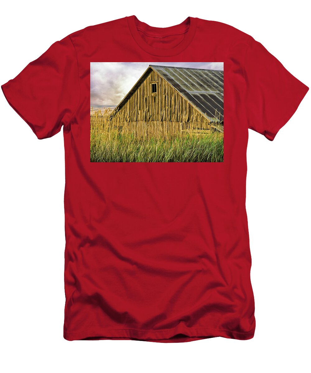 Barn T-Shirt featuring the photograph Old Wood Barn in a Field by C VandenBerg