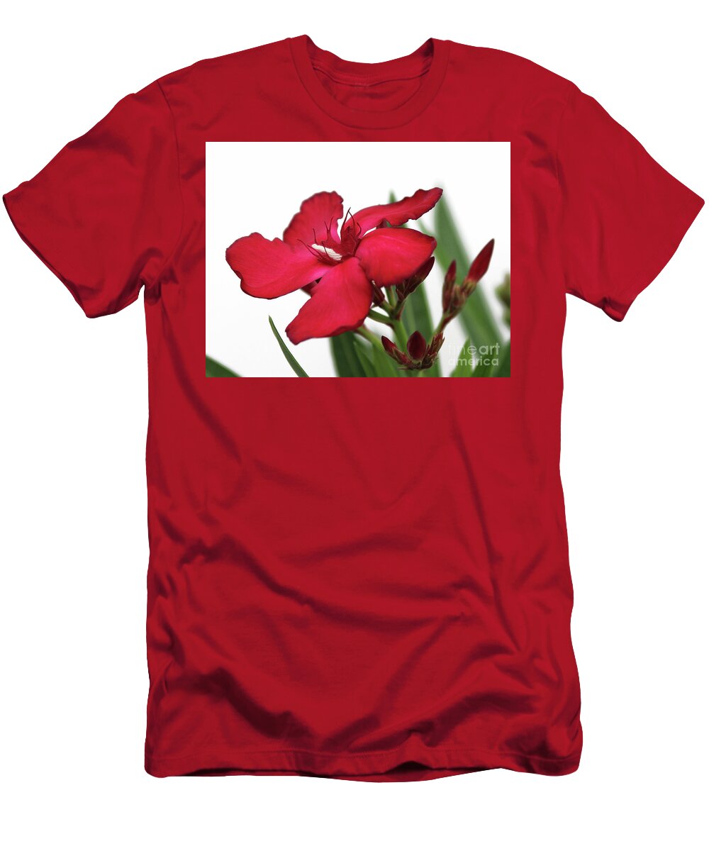 Oleander T-Shirt featuring the photograph Oleander Blood-red Velvet 2 by Wilhelm Hufnagl