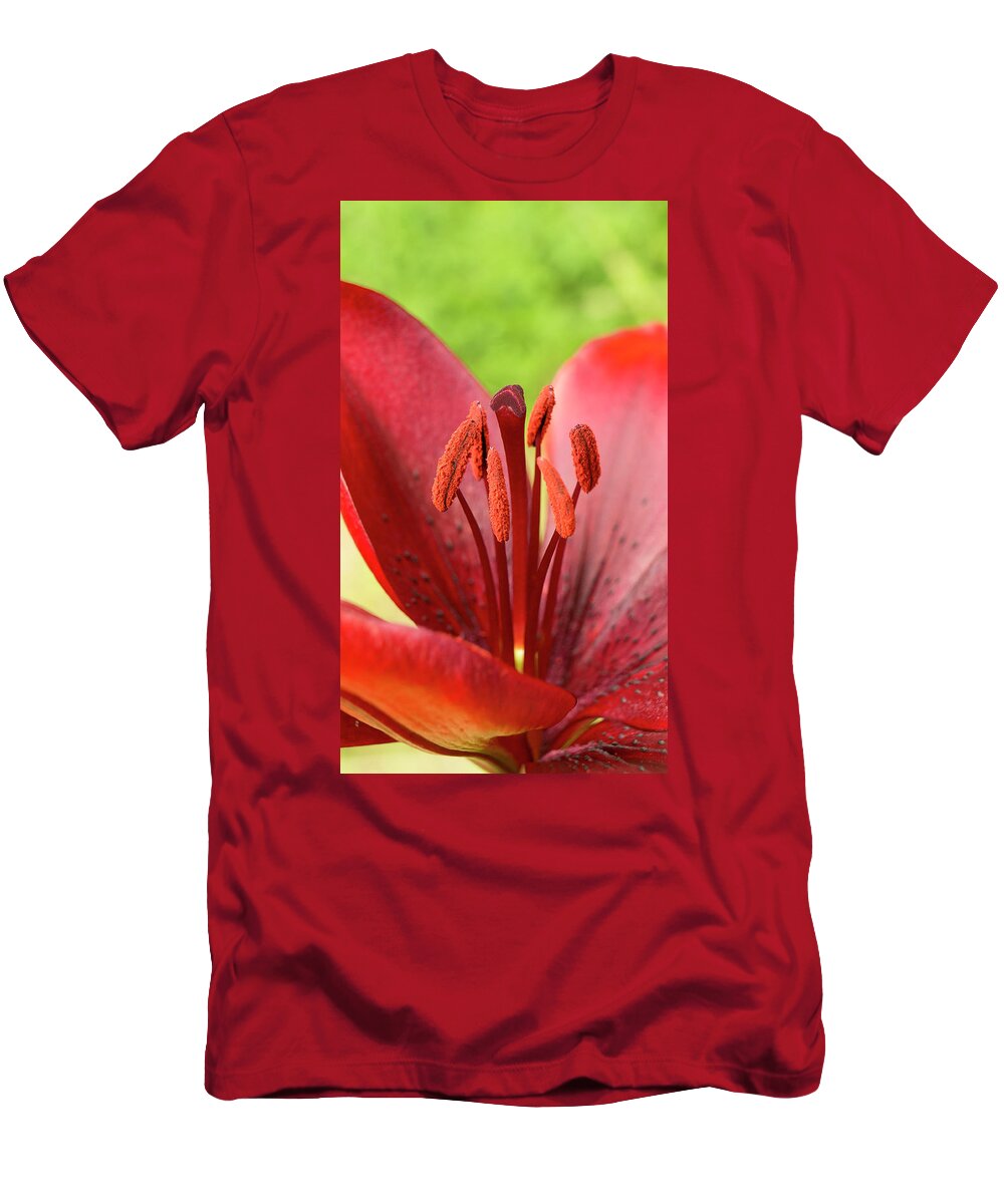 Red T-Shirt featuring the photograph One flower wish for prosperity. by Elena Perelman