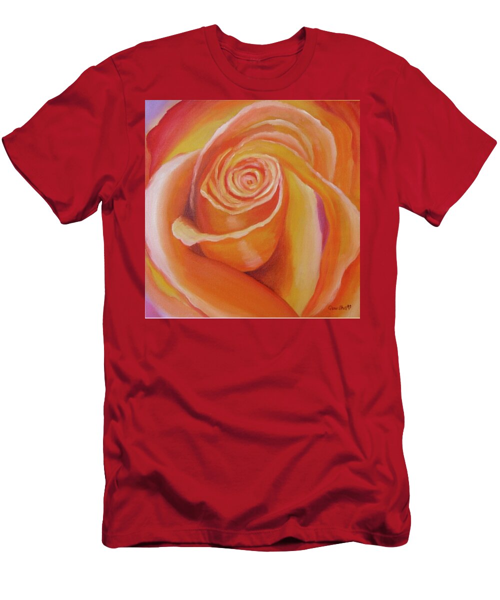 Orange T-Shirt featuring the painting Orange Rose by Quwatha Valentine