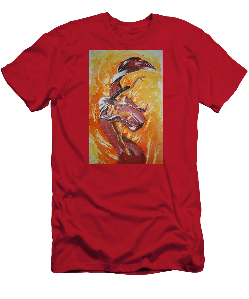 Dancer T-Shirt featuring the painting Oya's Rain by Edmund Royster