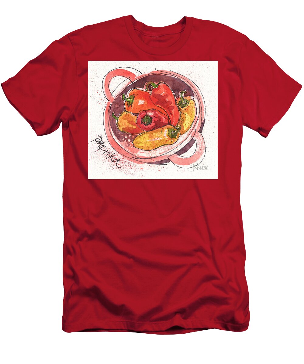 Peppers T-Shirt featuring the painting Paprika by Judith Kunzle