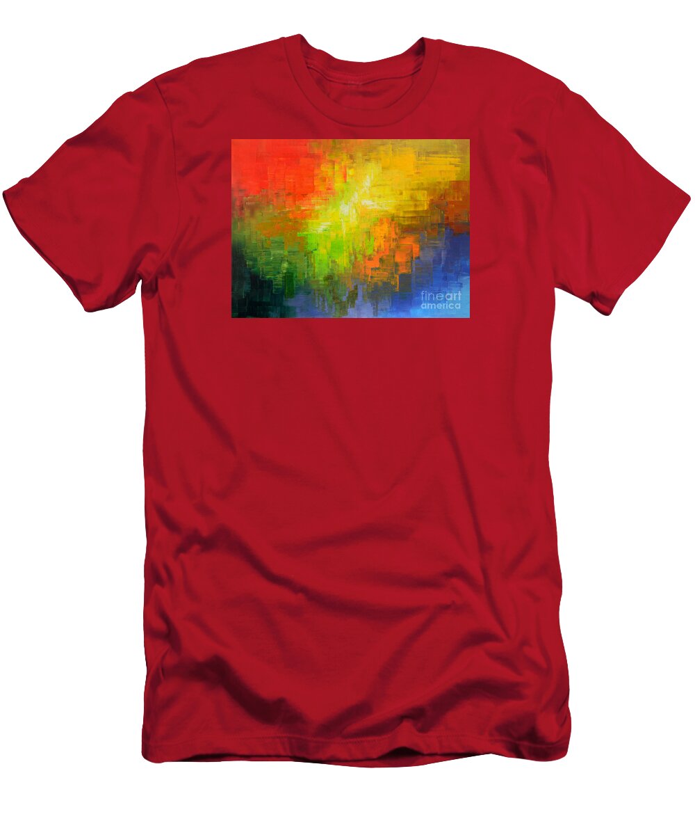Abstract T-Shirt featuring the painting Passionate Plumage by Tatiana Iliina