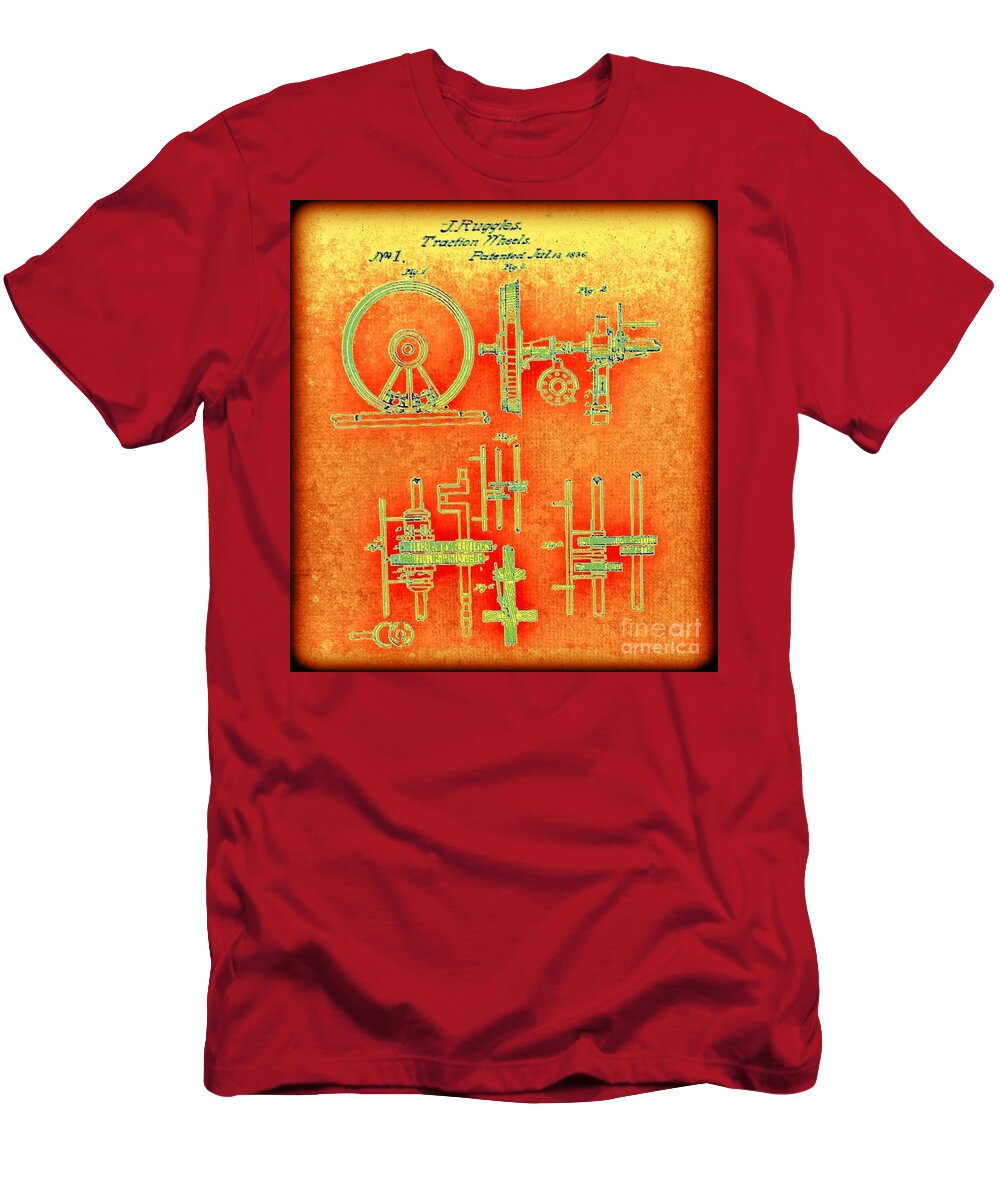 Patent One T-Shirt featuring the digital art Patent One Traction Wheels by Richard W Linford