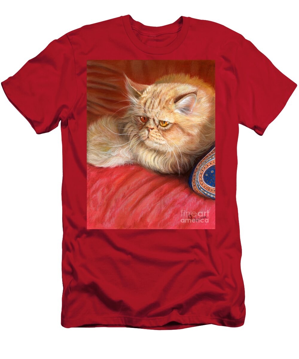 Cat T-Shirt featuring the painting Persian cat by Svetlana Ledneva-Schukina