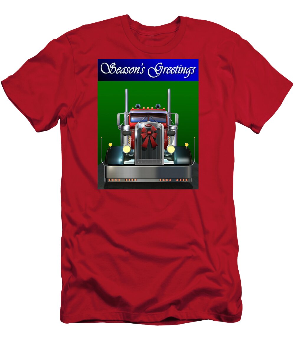 Peterbilt T-Shirt featuring the digital art Pete Season's Greetings by Stuart Swartz