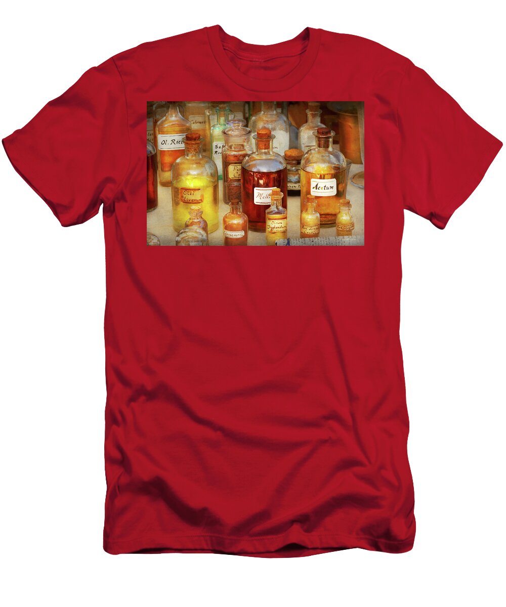 Pharmacist T-Shirt featuring the photograph Pharmacy - Serums and Elixirs by Mike Savad