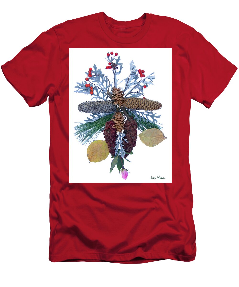 Lise Winne T-Shirt featuring the digital art Pine Cone Bouquet by Lise Winne