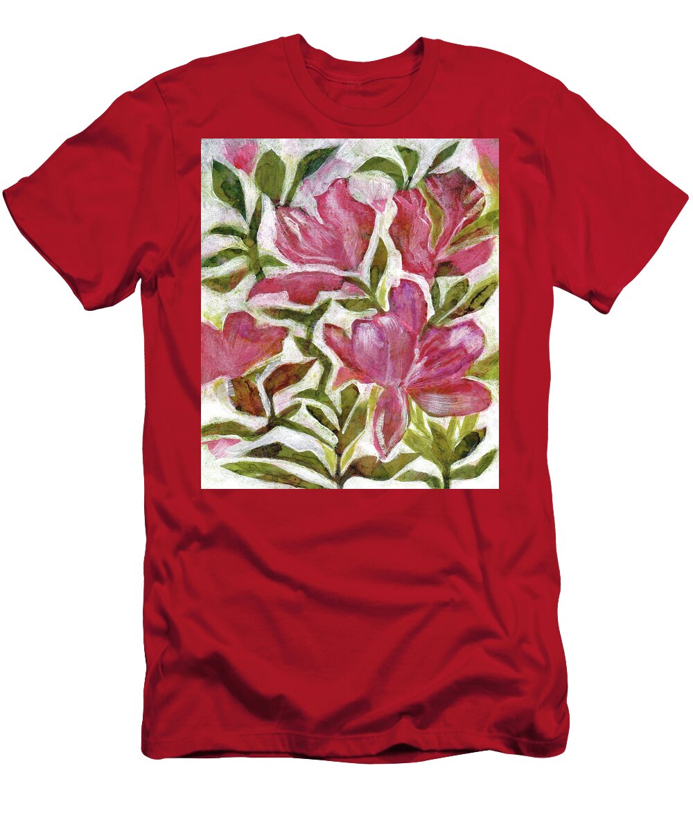 Pink T-Shirt featuring the painting Pink Azaleas by Julie Maas
