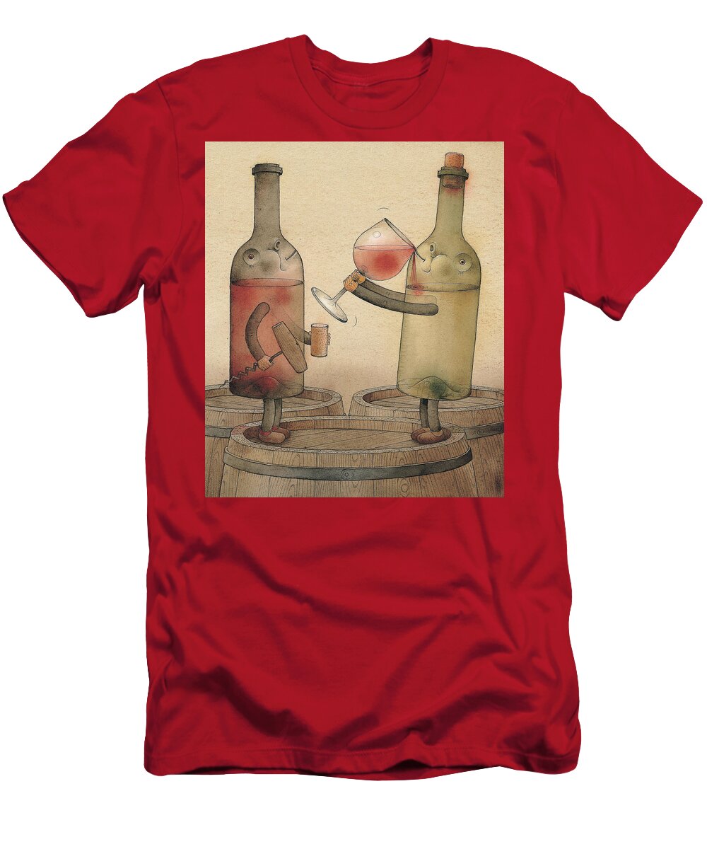 Wine T-Shirt featuring the painting Pinot Noir and Chardonnay by Kestutis Kasparavicius