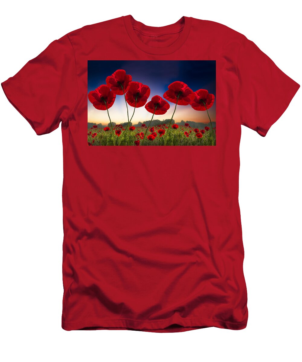Appalachia T-Shirt featuring the photograph Poppies on Fire by Debra and Dave Vanderlaan