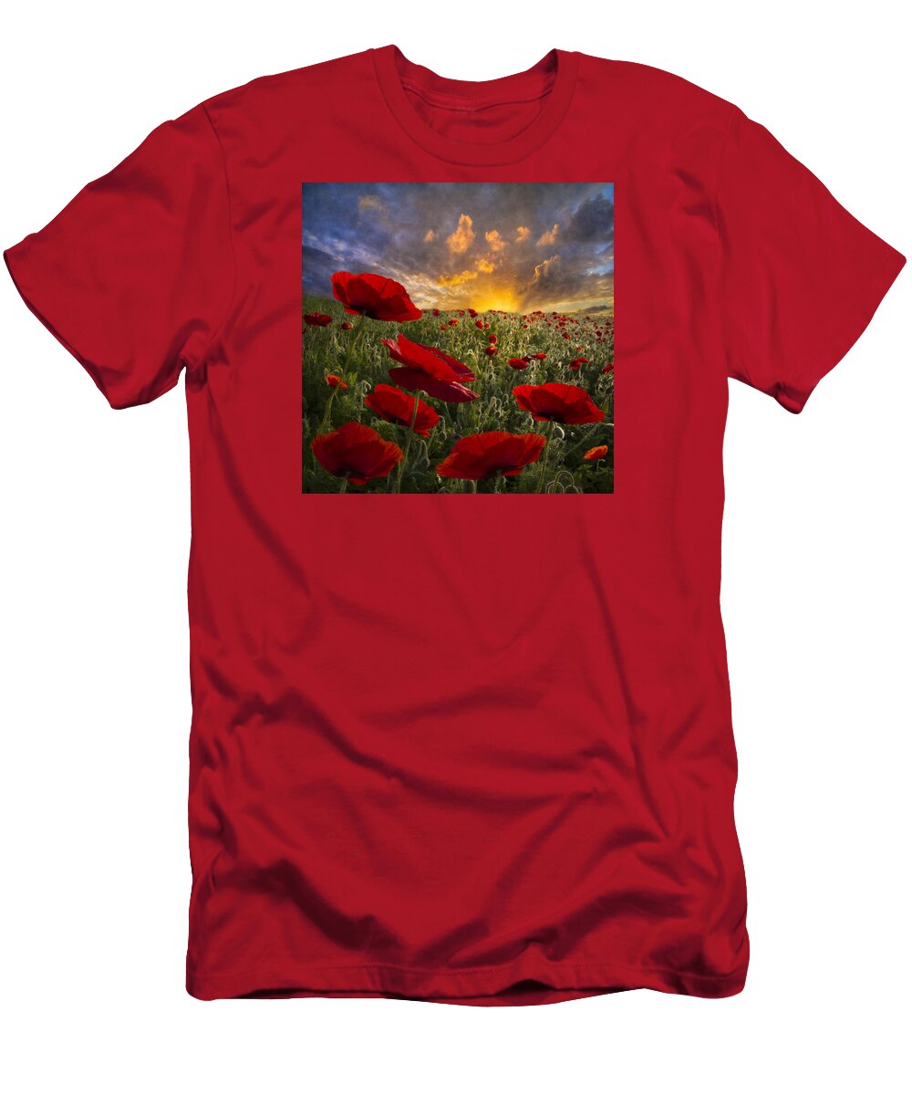 Appalachia T-Shirt featuring the photograph Poppy Field by Debra and Dave Vanderlaan