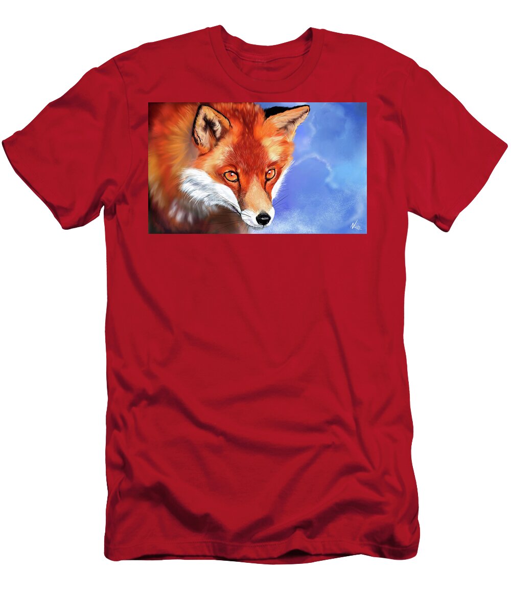 Fox T-Shirt featuring the digital art Portrait of a Fox by Norman Klein