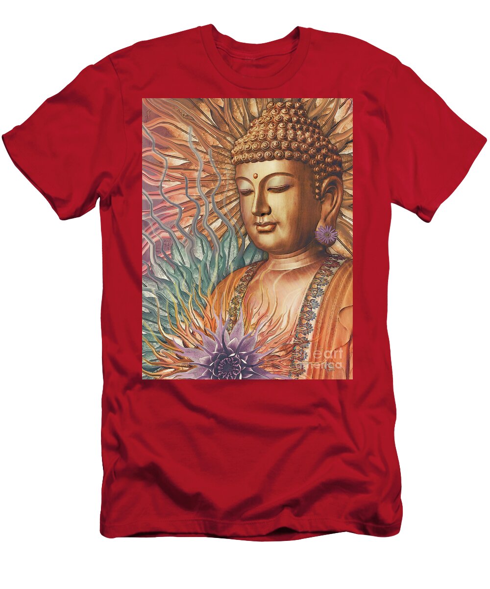 Buddha T-Shirt featuring the digital art Proliferation of Peace - Buddha Art by Christopher Beikmann by Christopher Beikmann