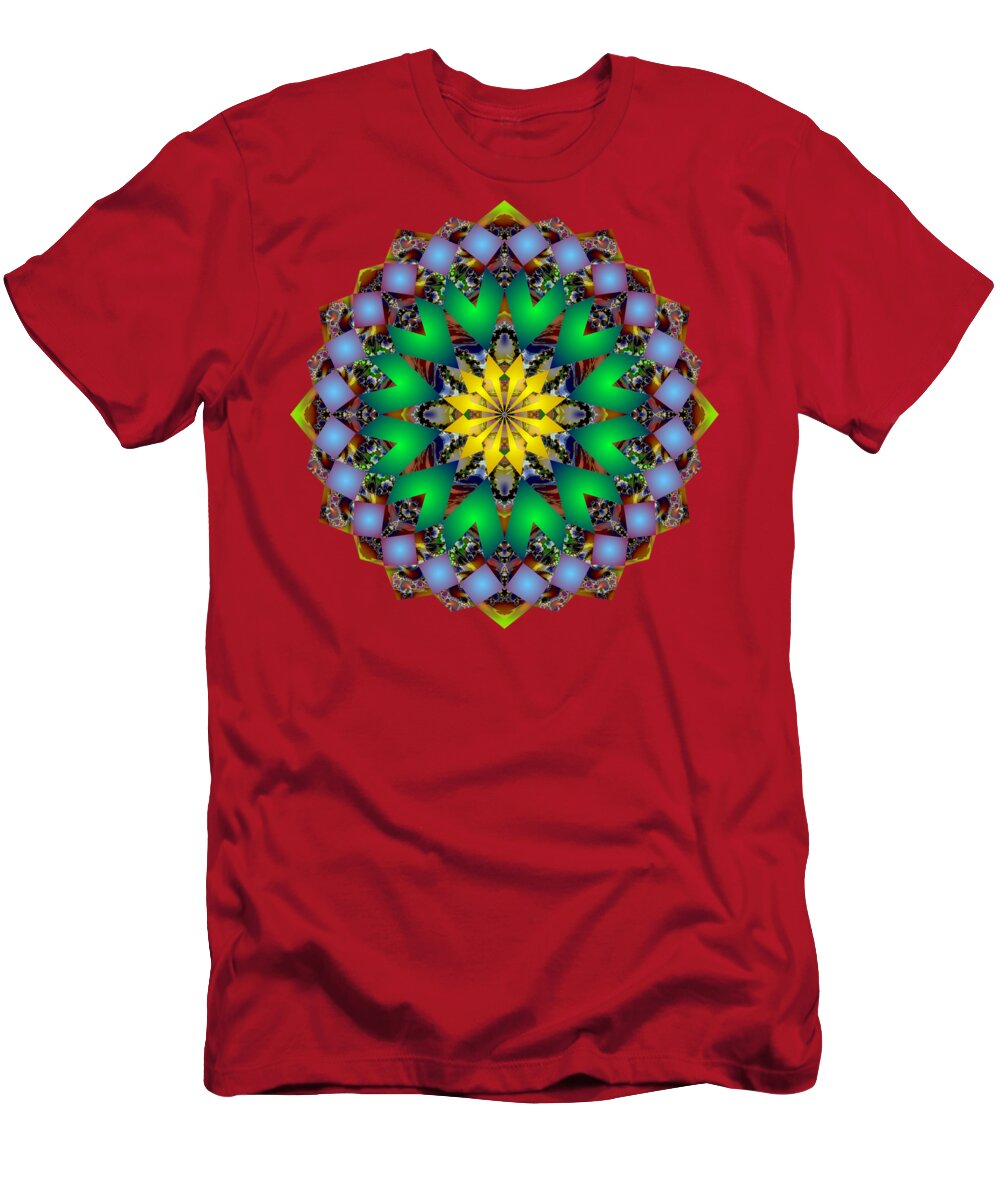 Mandala T-Shirt featuring the digital art Psychedelic Mandala 003 A by Larry Capra