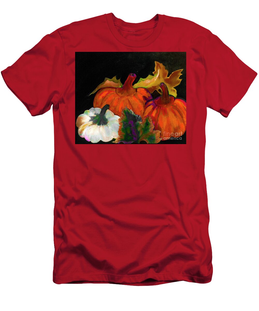 Thanksgiving T-Shirt featuring the digital art Pumpkins For Halloween or Thanksgiving by Lisa Kaiser by Lisa Kaiser