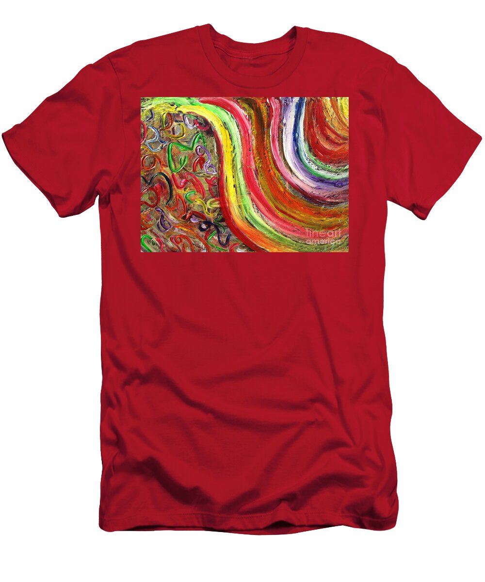 Rainbows T-Shirt featuring the painting Rainbows and puzzels by Sarahleah Hankes