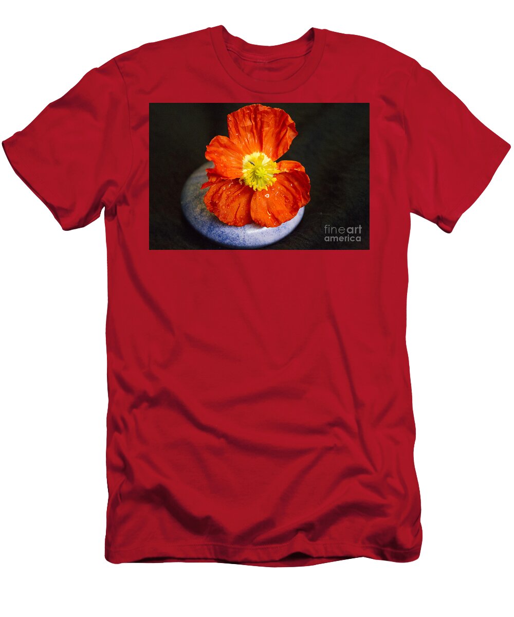Raindrops T-Shirt featuring the photograph Raindrops on Poppy by Jeanette French