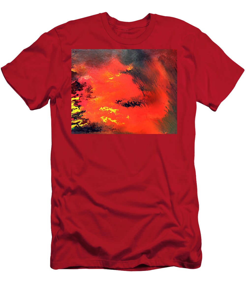 Fusionart T-Shirt featuring the painting Raining Fire by Ralph White