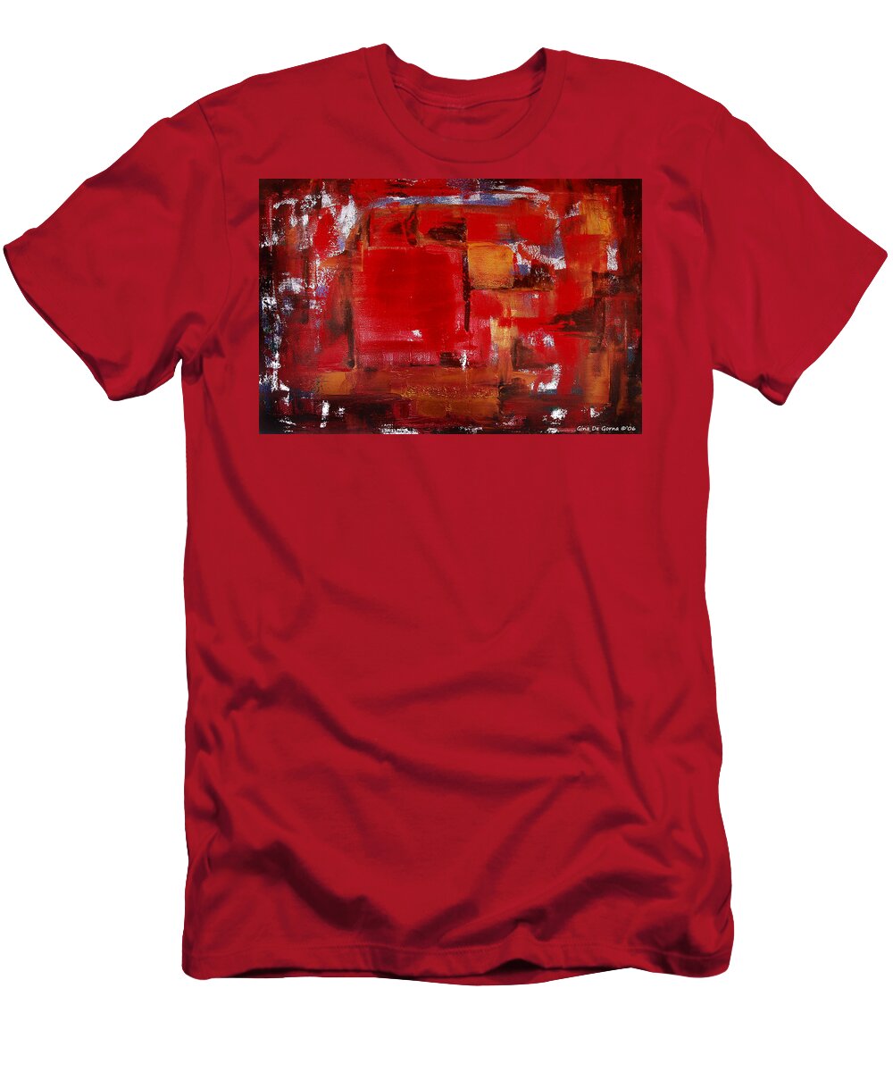 Abstract T-Shirt featuring the painting Red Abstract by Gina De Gorna
