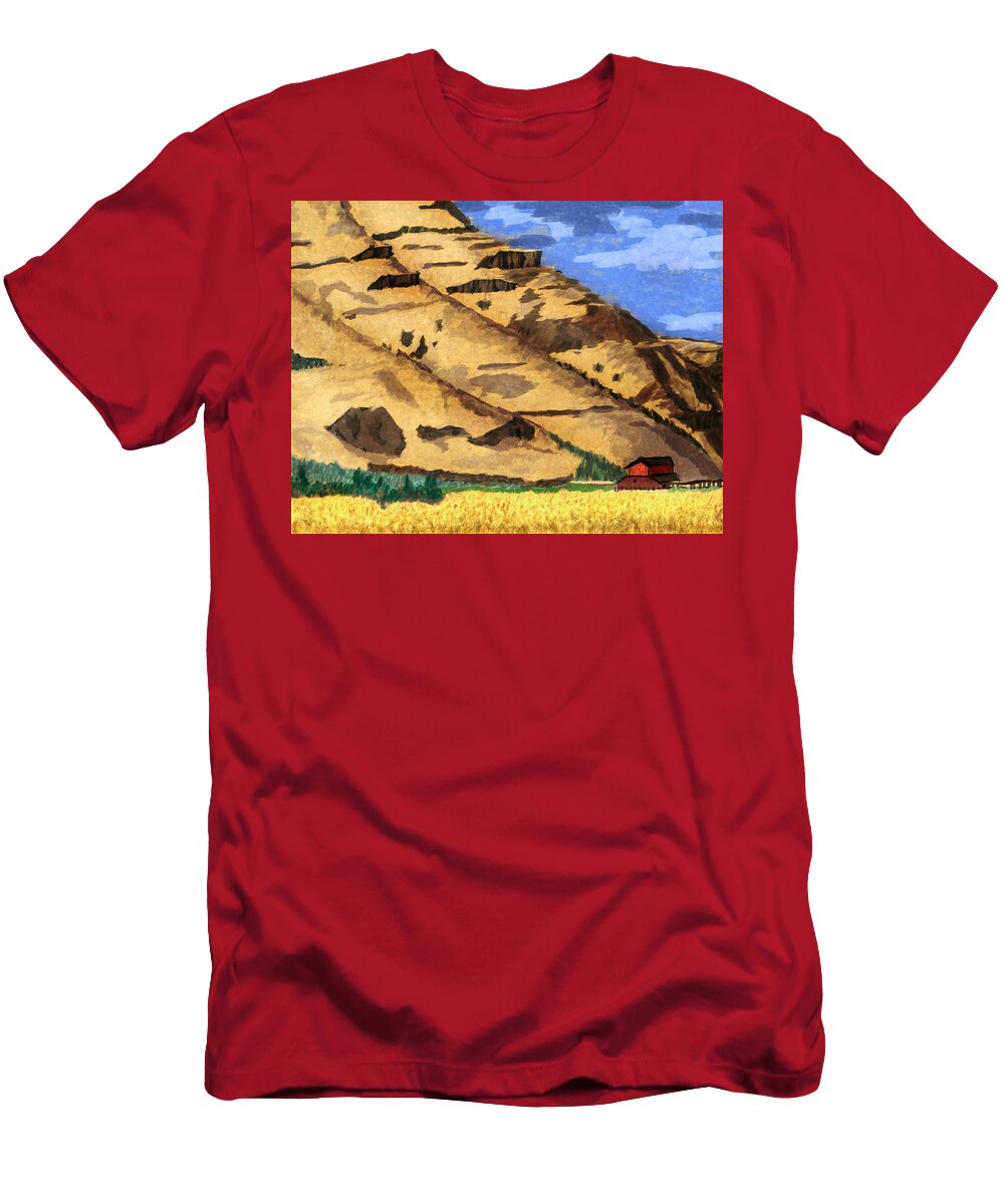 Canyon T-Shirt featuring the digital art Red Barn by Ken Taylor