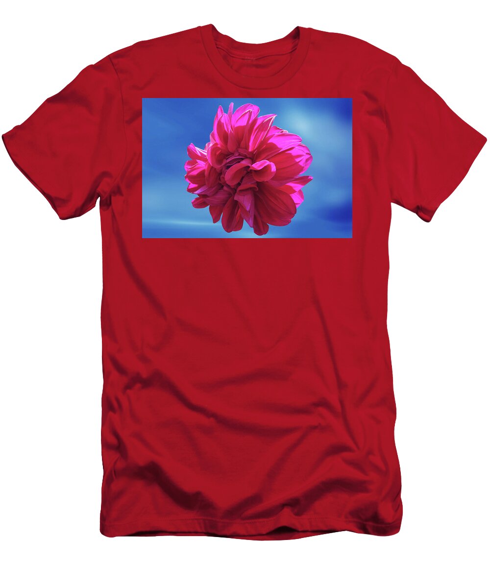 Blossom T-Shirt featuring the photograph Red Dahlia flower by Ridwan Photography