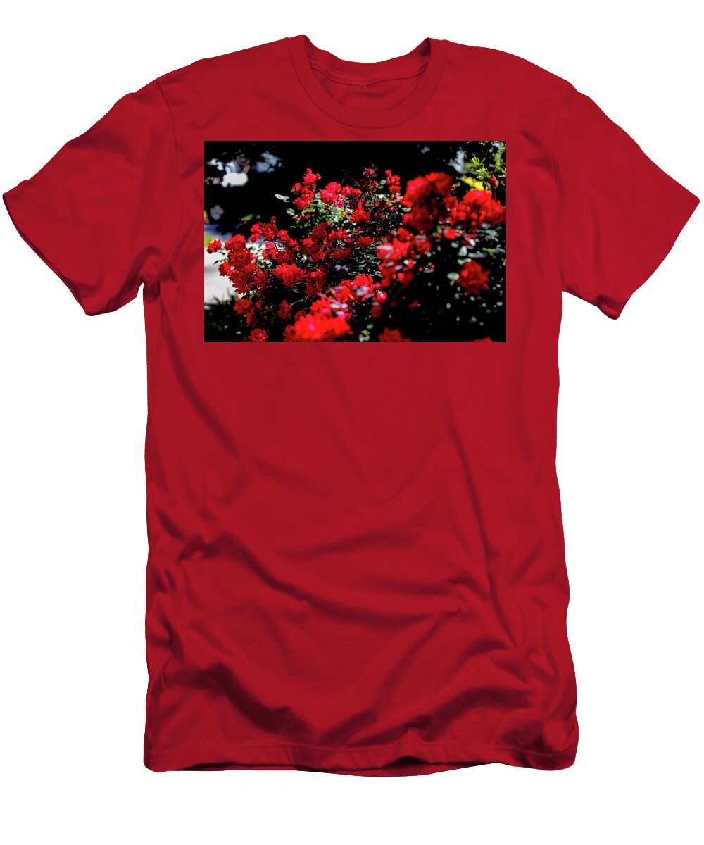Flowers T-Shirt featuring the digital art Red on Red by Ed Stines