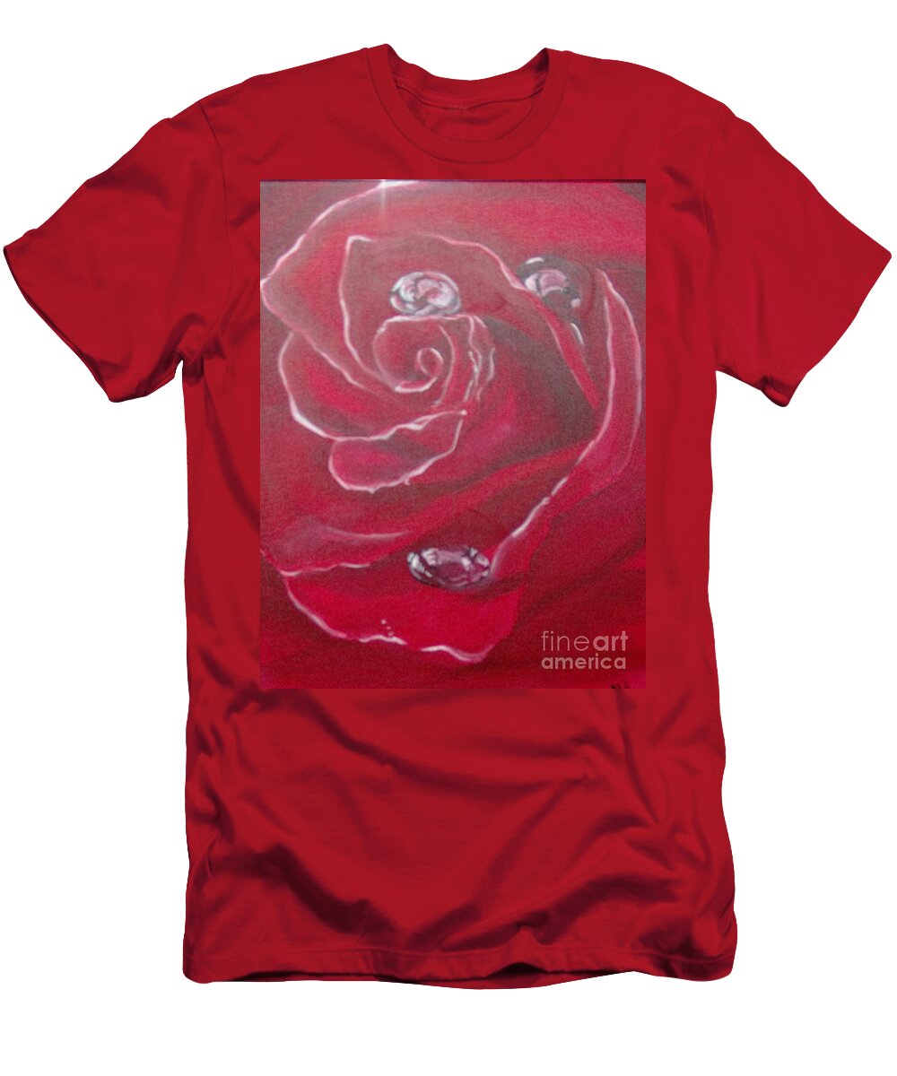 Floral T-Shirt featuring the painting Red by Saundra Johnson