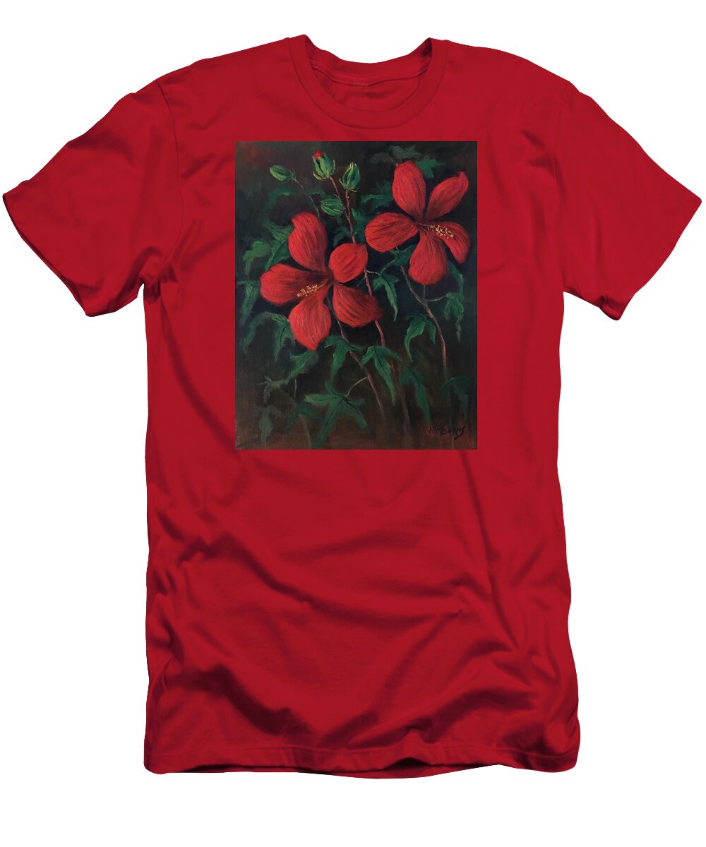 Flower T-Shirt featuring the painting Red Soldiers by Rand Burns
