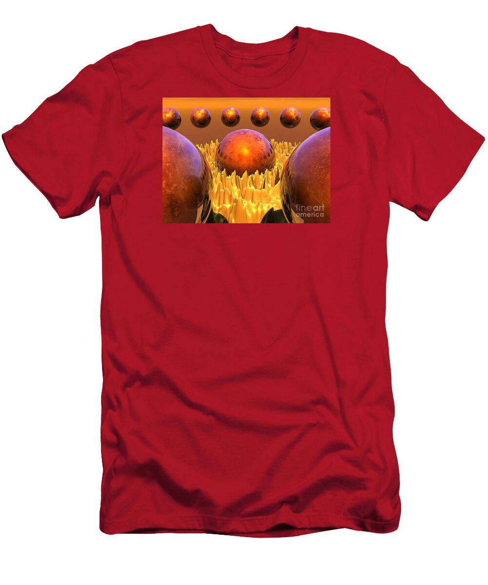 Surreal T-Shirt featuring the digital art Red Spheres by Phil Perkins