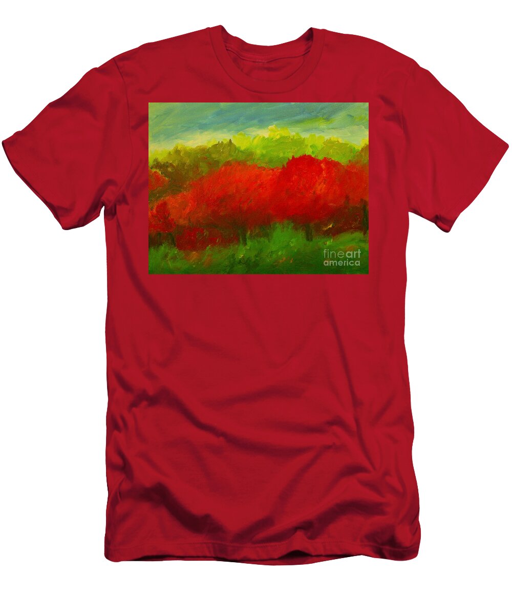 Cherries T-Shirt featuring the painting Red Sweet Cherry Trees by Julie Lueders 