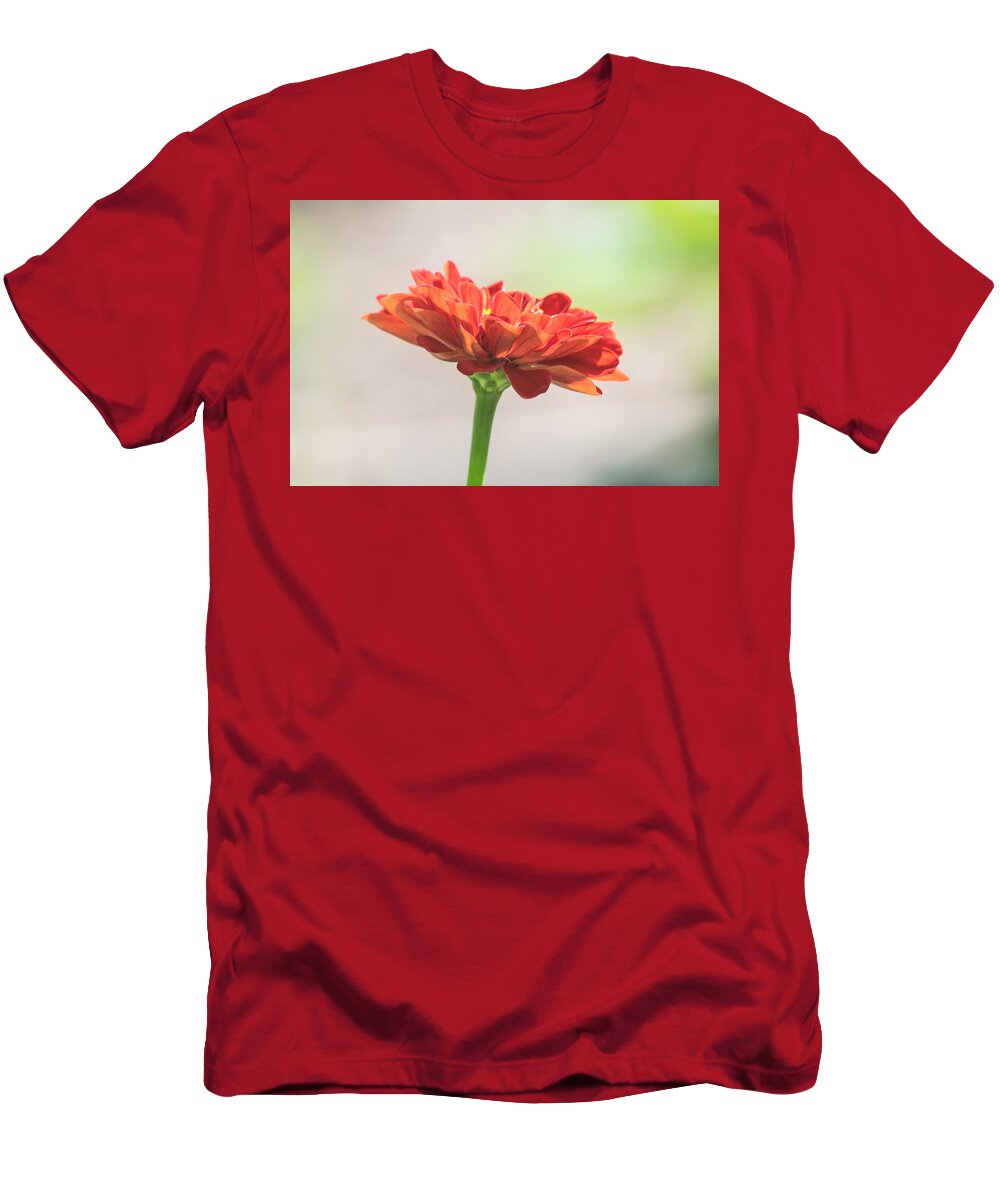 Red Zinnia T-Shirt featuring the photograph Red Zinnia Macro by Mary Ann Artz