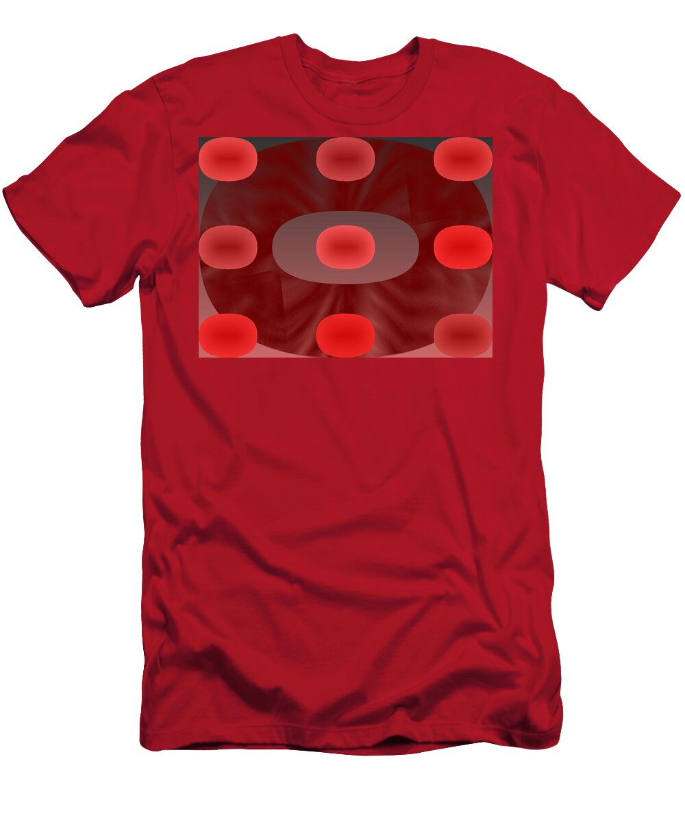 Rithmart Abstract Red Organic Random Computer Digital Shapes Abstract Predominantly Red T-Shirt featuring the digital art Red.784 by Gareth Lewis