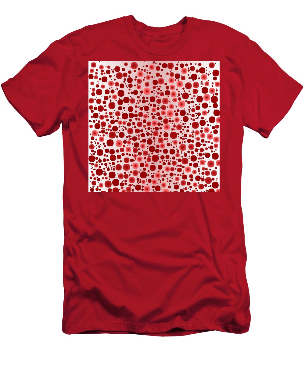 Rithmart Abstract Red Organic Random Computer Digital Shapes Abstract Predominantly Red T-Shirt featuring the digital art Red.826 by Gareth Lewis