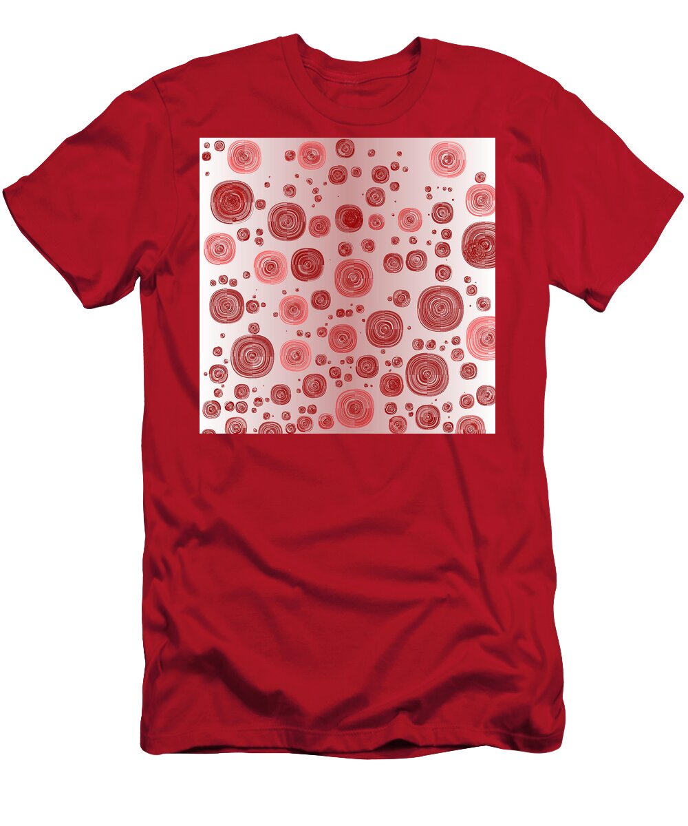 Rithmart Abstract Red Organic Random Computer Digital Shapes Abstract Predominantly Red T-Shirt featuring the digital art Red.827 by Gareth Lewis