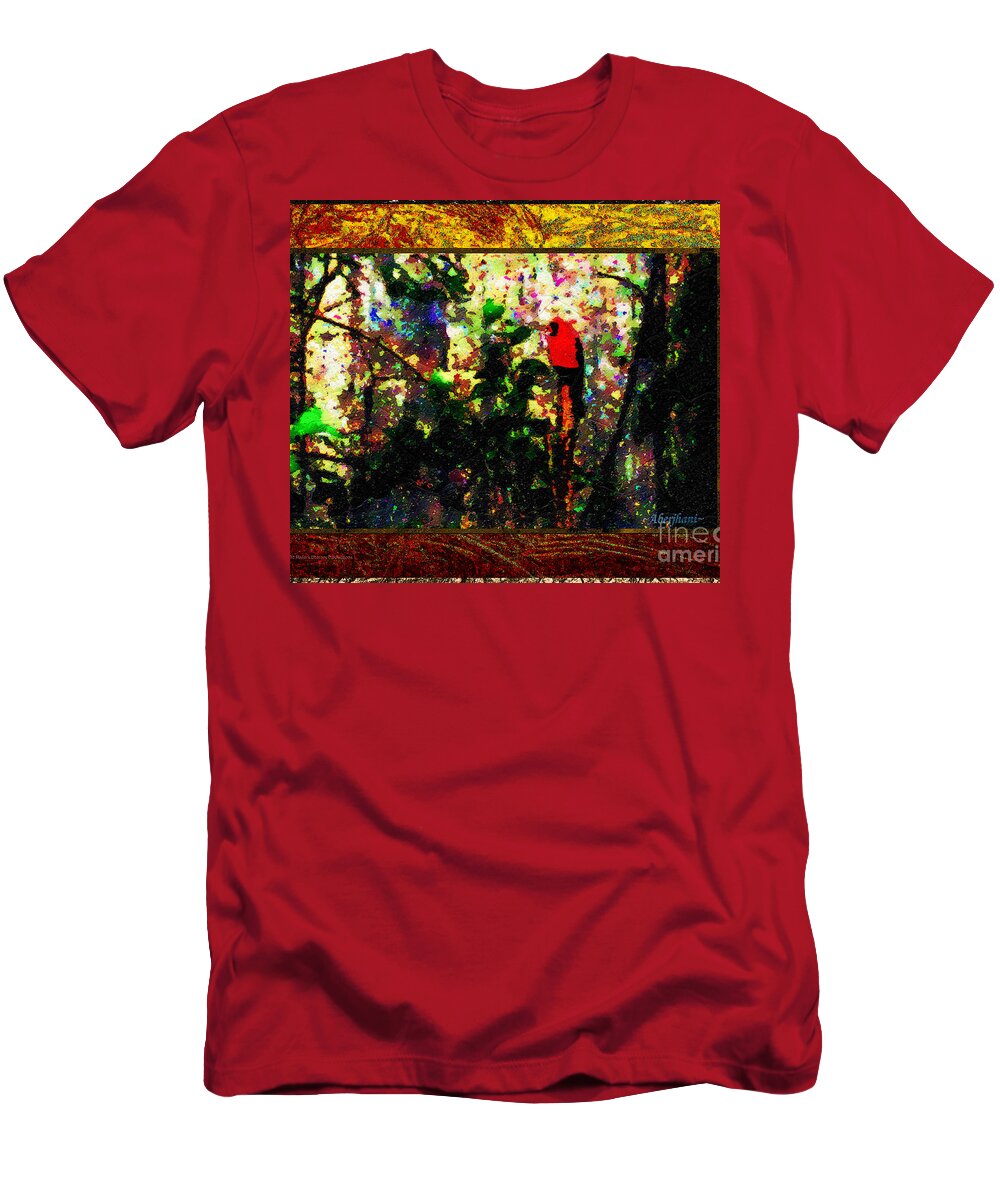 Earth Day T-Shirt featuring the painting Redbird Sifting Beauty out of Ashes by Aberjhani