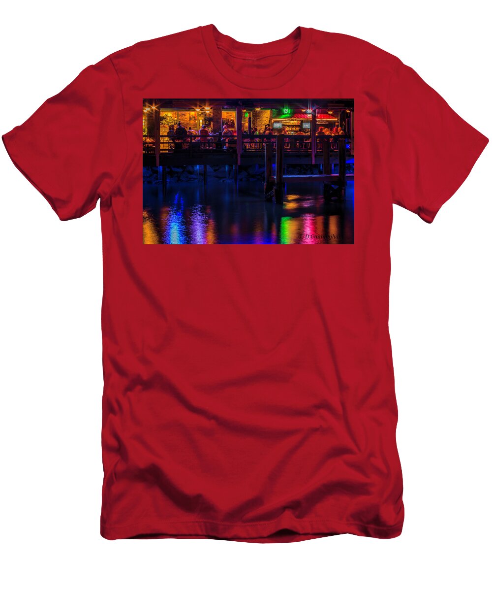 Riverview Grill T-Shirt featuring the photograph Reflections From Riverview Grill by Dorothy Cunningham
