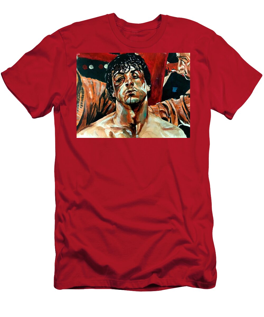 Rocky T-Shirt featuring the painting Rocky by Joel Tesch