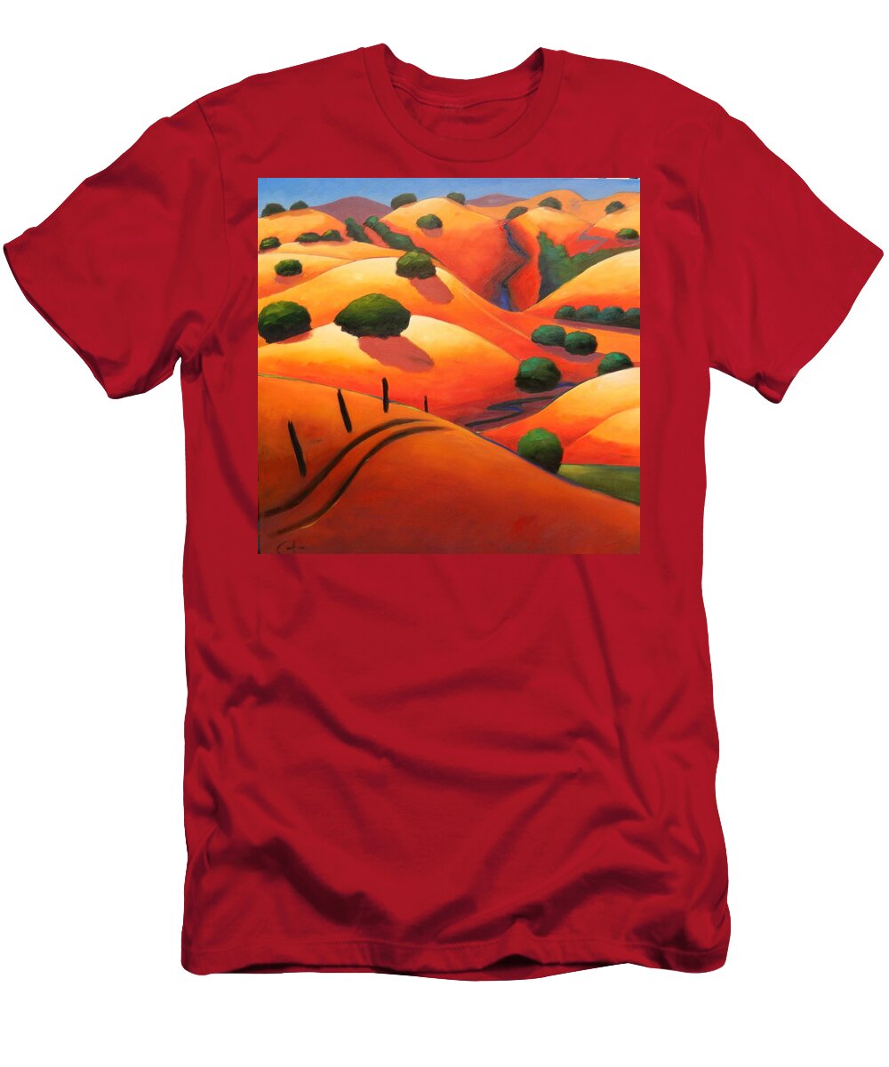 California T-Shirt featuring the painting Rolling On by Gary Coleman