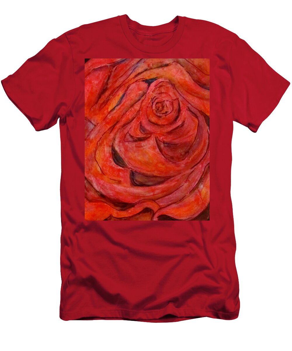 Rose T-Shirt featuring the painting Rose Red by Barbara O'Toole
