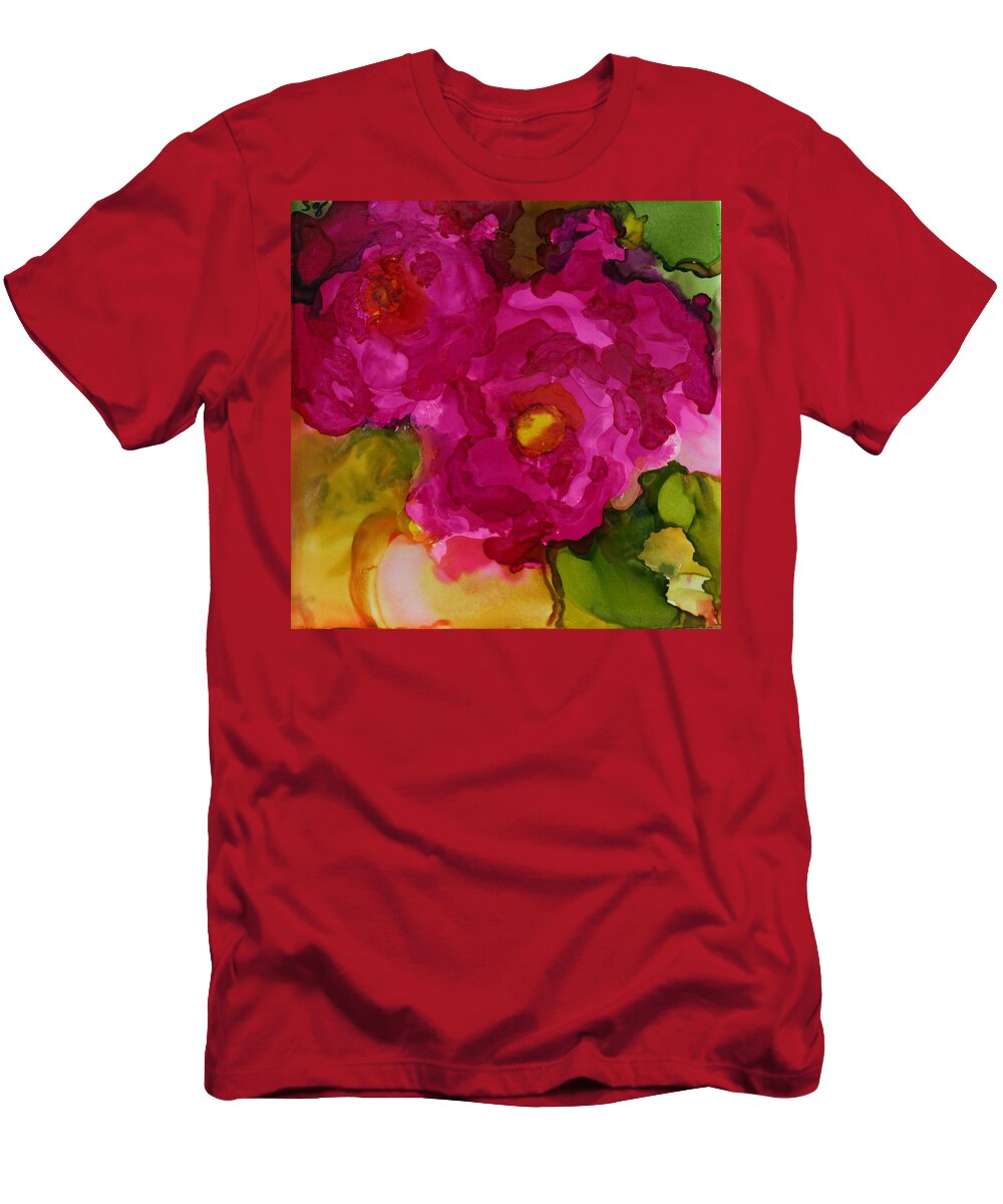 Roses T-Shirt featuring the painting Rose to the Occation by Jo Smoley
