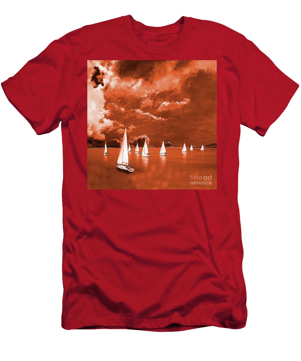Sailing T-Shirt featuring the painting Sailing 0921 by Gull G