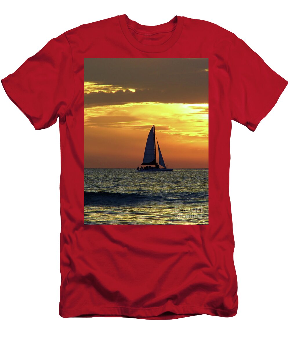 Boat T-Shirt featuring the photograph Sailing Into The Sunset by D Hackett
