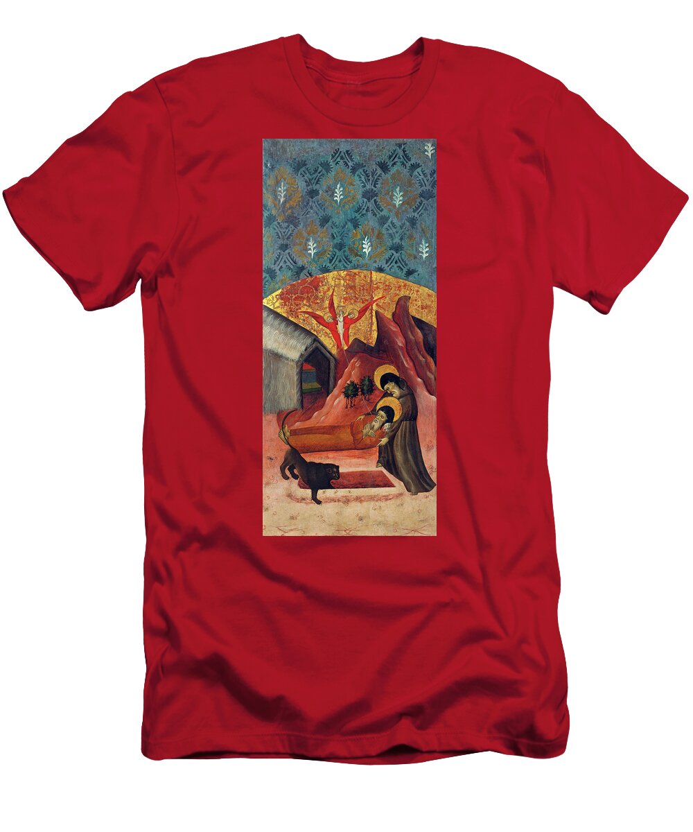 Pasqual Ortoneda T-Shirt featuring the painting Saint Anthony the Abbot Burying Saint Paul the Hermit by Pasqual Ortoneda