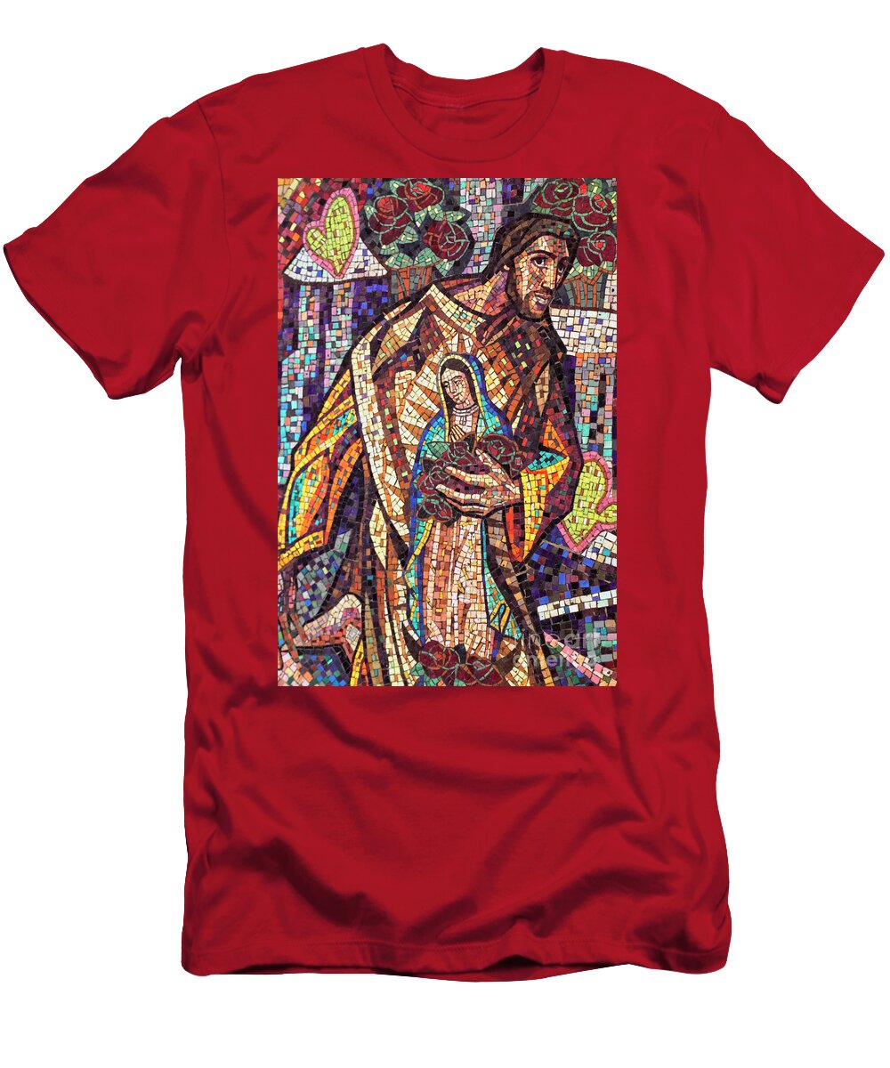 Saint Juan Diego T-Shirt featuring the photograph Saint Juan Diego and Our Lady of Guadalupe Mosaic by Davy Cheng
