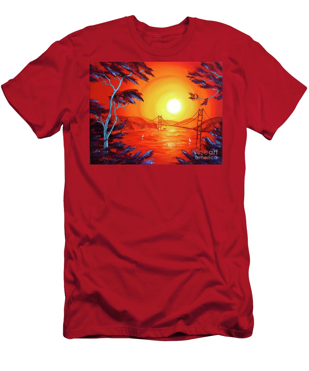 Painting T-Shirt featuring the painting San Francisco Bay in Bright Sunset by Laura Iverson