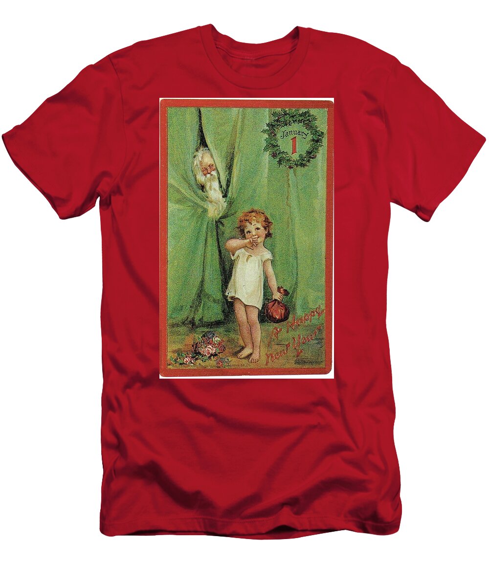Frances Brundage T-Shirt featuring the painting Santa and Girl by Reynold Jay