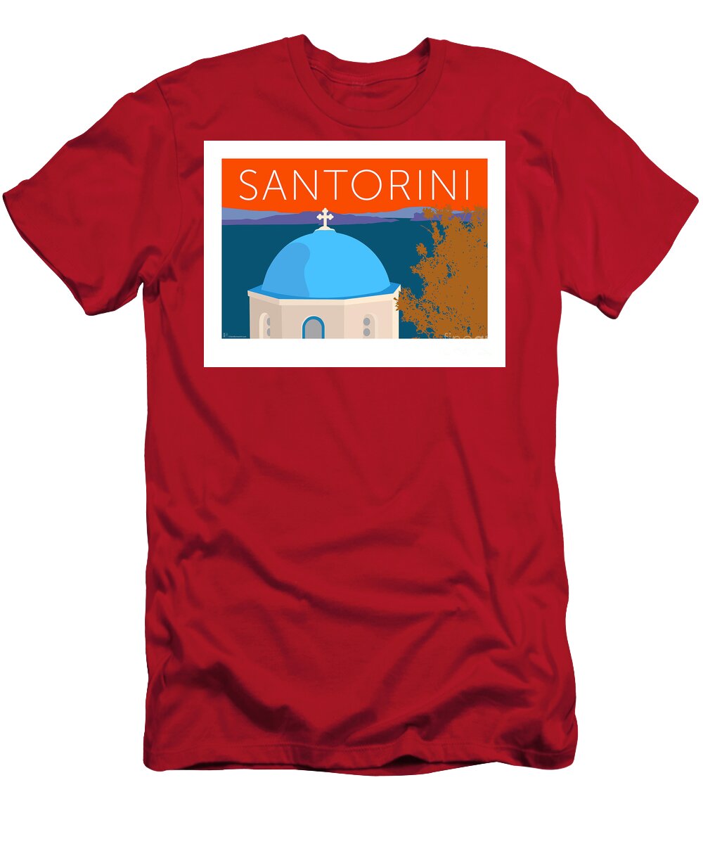 Santorini T-Shirt featuring the digital art Santorini Dome - Orange by Sam Brennan