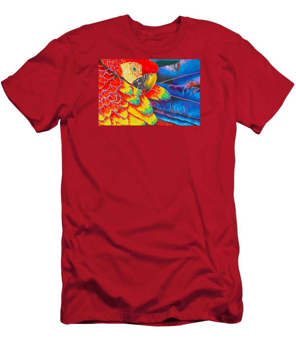 Scarlet Macaw T-Shirt featuring the painting Scarlet Macaw by Daniel Jean-Baptiste